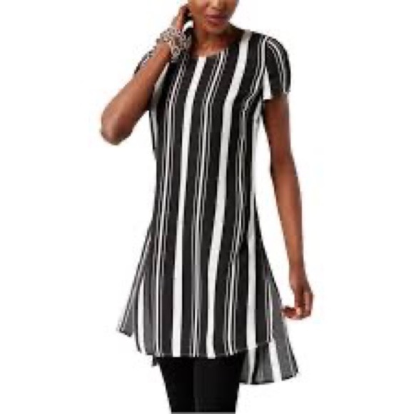 Inc. International Concepts Vertical Striped Side Slit Hi-Lo Long Length Tunic - Picture 7 of 7